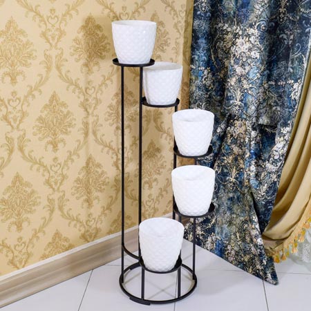 استند گلدان فلزی مدل پیچک 5 طبقه