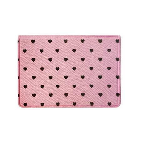 جا کارتی دخترانه چرم مصنوعی طرح قلب زمینه صورتی