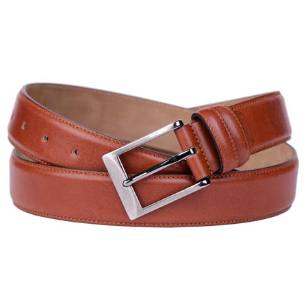 کمربند مردانه چرم جانتا رنگ قهوه ای روشن کلیپس میخی