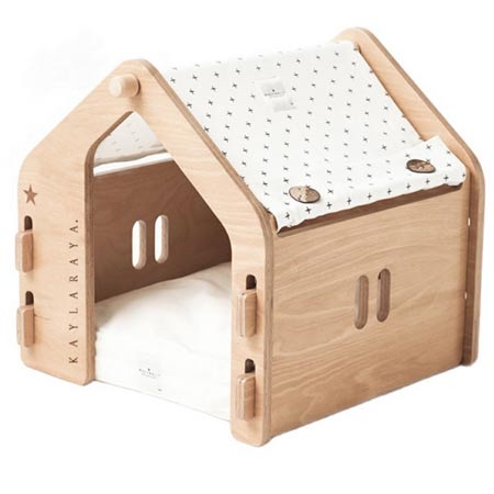 جای خواب سگ و گربه چوبی طرح کلبه مدل Jessy