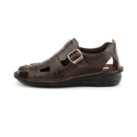 صندل مردانه کروماکی جنس چرم طبیعی مدل سگکی