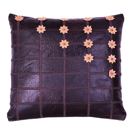 کوسن چرمی مربعی پر شده با پر بسیار لوکس و زیبا