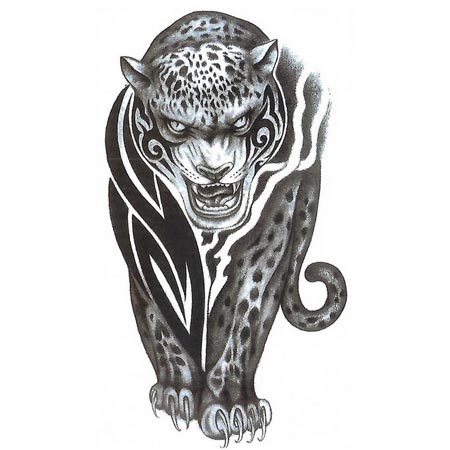 برچسب تاتو موقت طرح پلنگ وحشی خطرناک