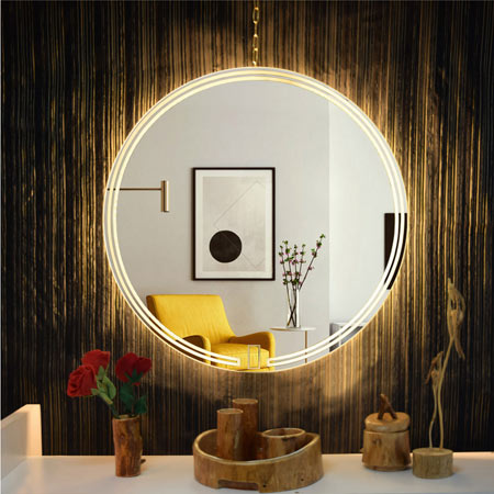 آینه دکوراتیو گرد بک لایت مدل حلقه نور