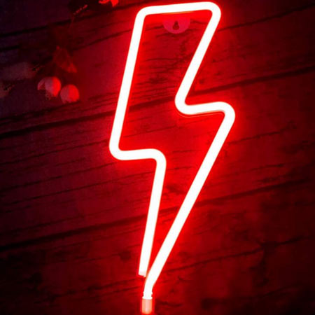 چراغ نئونی دیواری طرح صاعقه