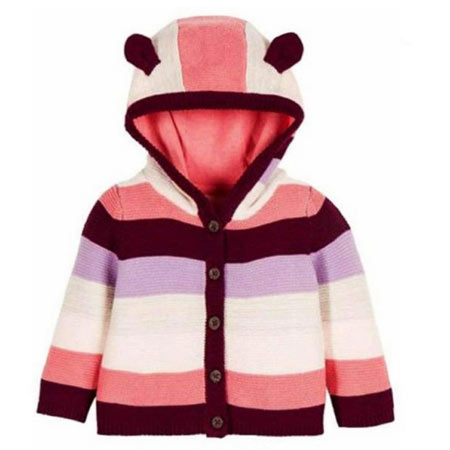 ژاکت نوزادی دخترانه لوپیلو جنس کتان کلاه دار