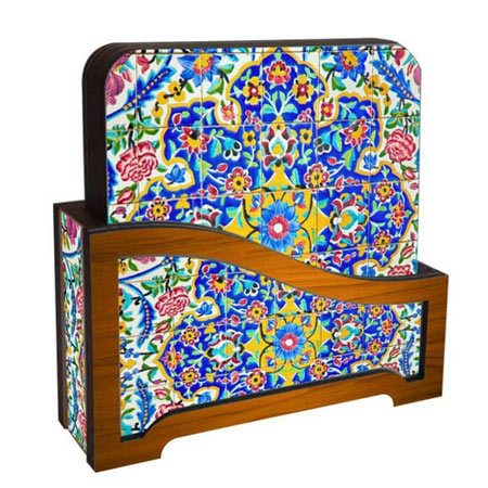 زیر لیوانی لوکسینو چوبی طرح کاشی بسته 6 عددی