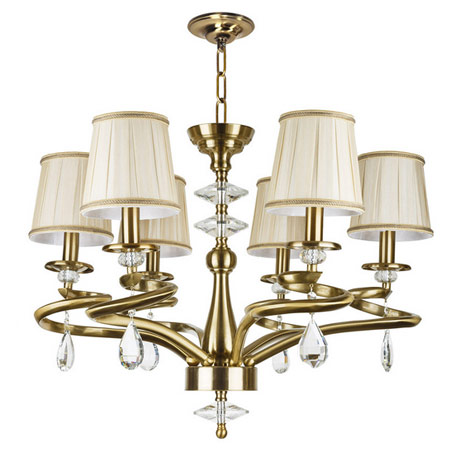 لوستر پذیرایی مجلل 6 شعله رنگ زرد خردلی