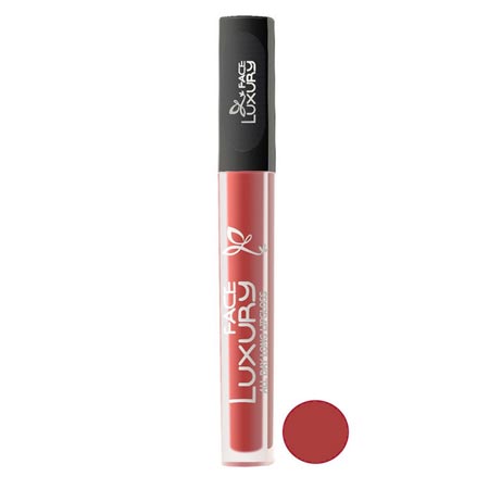 رژ لب مایع مات لاکچری فیس مدل کیس پروف رنگ زرشکی روشن