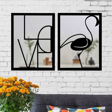 تابلو آینه دو تکه الف طرح MINGOLOVE مجموعه 2 عددی