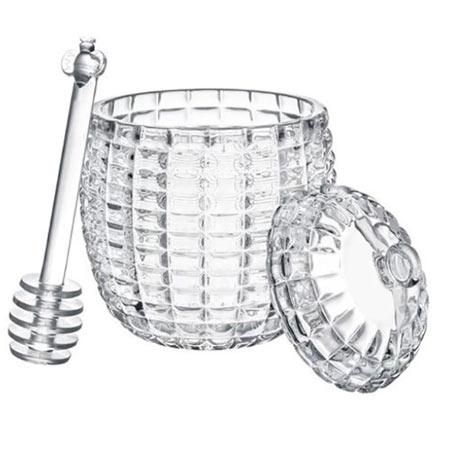 ظرف عسل مادام کوکو شیشه ای به همراه چوبک عسل