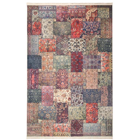 فرش ماشینی محتشم طرح چهل تکه 700 شانه الیاف پلی اوژن