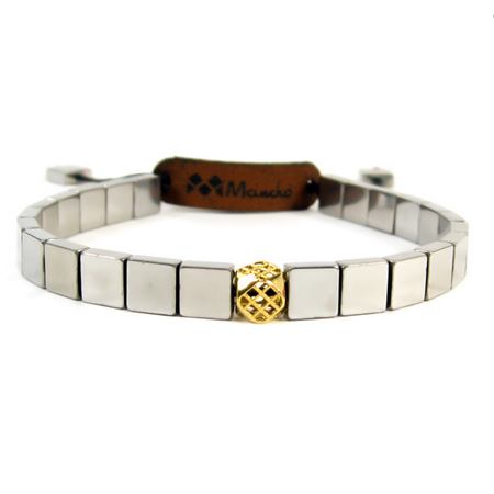 دستبند سنگ و طلا 18 عیار مردانه مانچو مدل bfg041