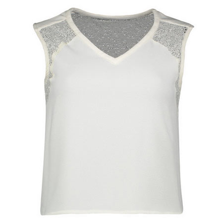 تاپ زنانه مانگو پلی استر یقه هفت مدل 33049010-ow