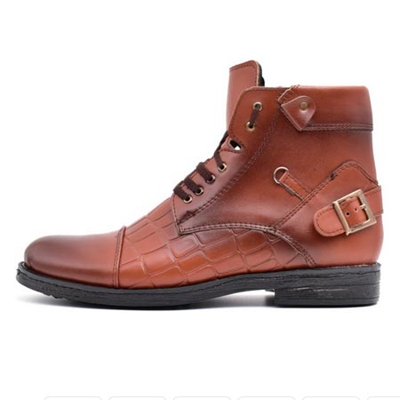 نیم بوت مردانه الن شوز چرم مصنوعی بندی