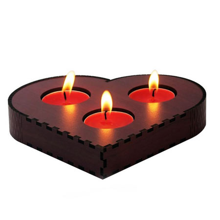 جاشمعی چوبی مرکوری شاپ مدل قلب ساده