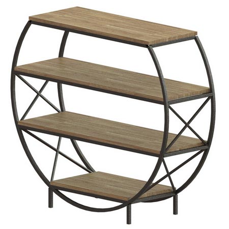 استند گل و گلدان فلز و چوب طرح دایره ای چهار طبقه