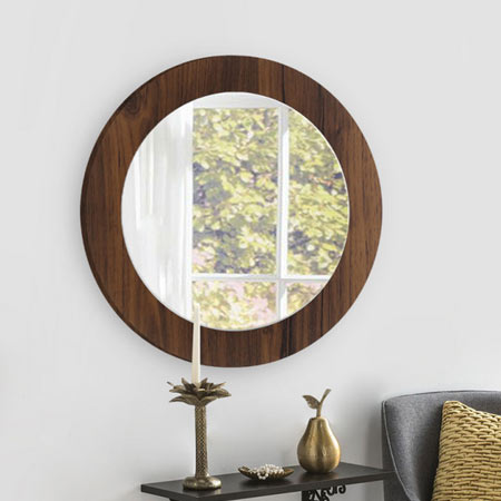 آینه دکوراتیو گرد فریم چوبی برند الف مدل دلسا 4