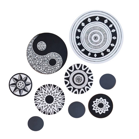 بشقاب دیوار کوب سفالی طرح مدرن مجموعه 9 عددی