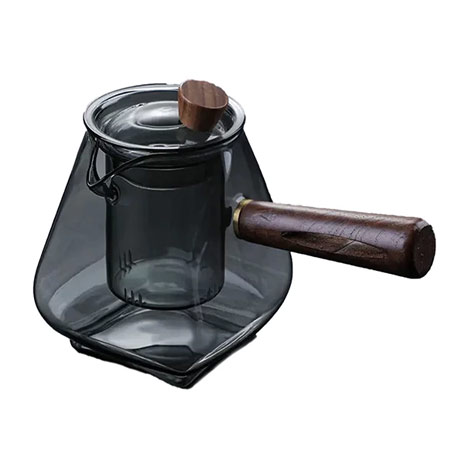 قوری کریستالی مدل مدرن با دسته چوبی