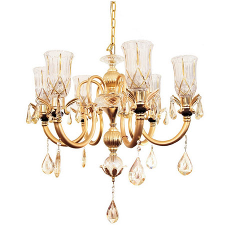 لوستر مجلل 6 شعله کلاسیک بدنه آلومینیوم رنگ طلایی مات