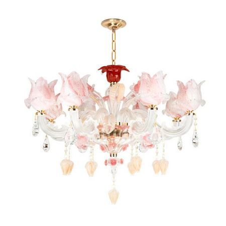 لوستر مدرن کریستالی یاسی رنگ برند مجلل 8 شاخه