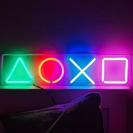 چراغ نئونی دیواری طرح آیکون دسته پلی استیشن
