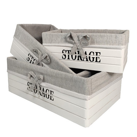 باکس نظم دهنده چوبی با رویه پارچه ای مدل storage مجموعه 3 عددی