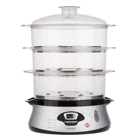 بخارپز پارس خزر مدل دیجی استیل ظرفیت ۱۳ لیتر