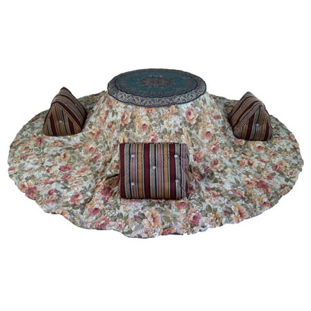 کرسی برقی پارسین همراه ترمه، لحاف، پشتی و رومیزی گرد