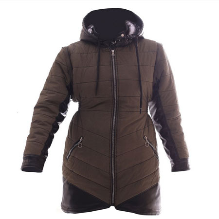 کاپشن زنانه مدل پافر شو پشم و چرم مصنوعی دو رو