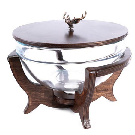 سوفله خوری پیرکس فرانسه با پایه چوبی مدل دایره ای