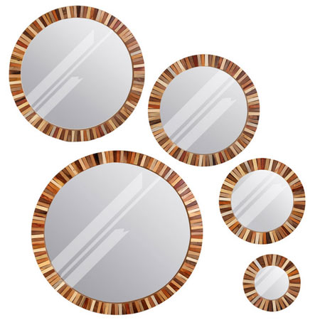 آینه گرد ریتون مدل رنگین کمان مجموعه 5 عددی