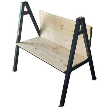 نیمکت خانگی دو نفره چوبی با پایه های فلزی مدل راز