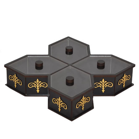 جعبه پذیرایی مدل مهر و ماه چهار خانه درب شیشه ای