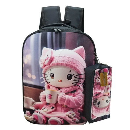 کوله پشتی رسپینا مدل کیتی فانتزی مخملی به همراه جامدادی