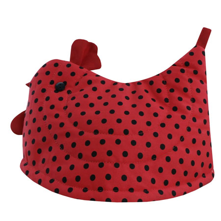 رو قوری مدل خروس قرمز خالخالی جنس کتان