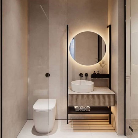 آینه مدل بک لایت گرد طرح تراشدار لول