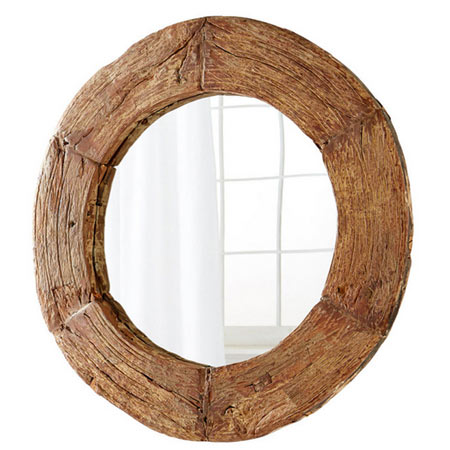 آینه دکوراتیو گرد با قاب چوبی