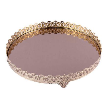 سینی پذیرایی مدل آینه ای گرد فلزی کد 30