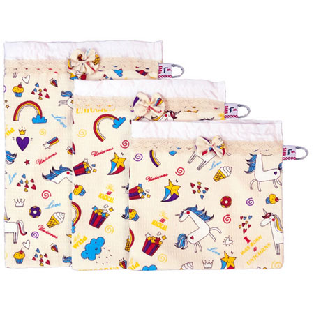 کیسه نان و سبزی صبا طرح تک شاخ پنبه ای مجموعه 3 عددی