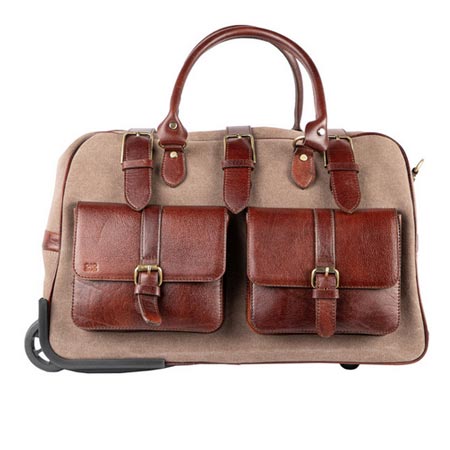 ساک سفری چرخ دار صاد جنس برزنت و چرم