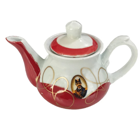 قوری زعفران چینی طرح ناصرالدین شاه گنجایش ۰.۱ لیتر