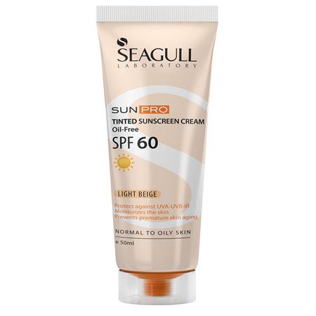 کرم ضد آفتاب رنگی فاقد چربی سی گل 50 میلی لیتر با SPF60