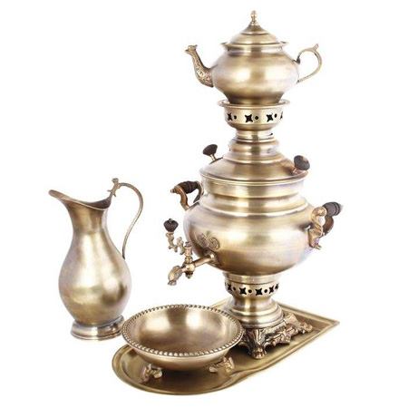 ست کامل سماور زغالی با ظرفیت 4 لیتر