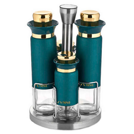 ست جا ادویه 4 پارچه نوا جنس شیشه و استیل