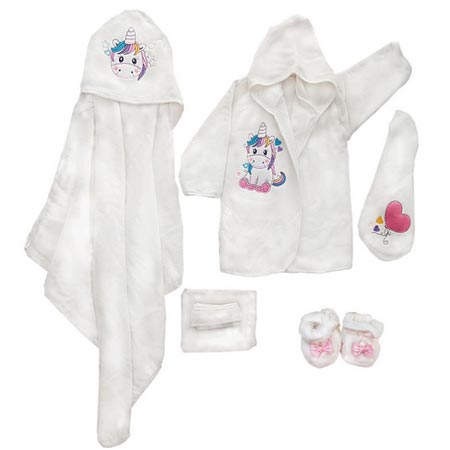 ست 5 تکه حوله نوزادی بلیکا طرح تک شاخ