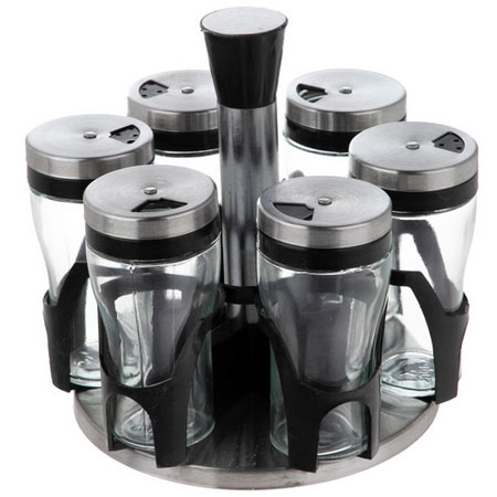 ست جا ادویه ۶ پارچه کاپریس مدل پارادایس جنس شیشه و استیل