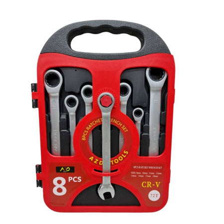 مجموعه 8 عددی آچار یکسر تخت یکسر جغجغه ای AZD مدل 72T