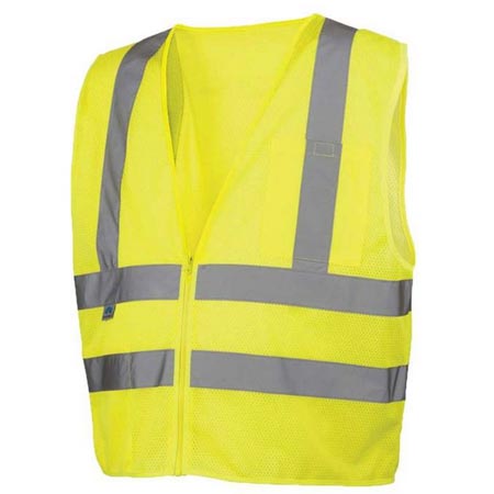 جلیقه ایمنی شبرنگ زرد فسفری جنس کتان